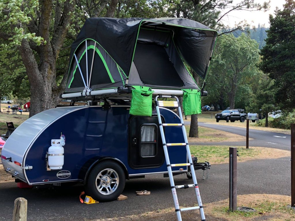 aero teardrop trailer with rooftop tent