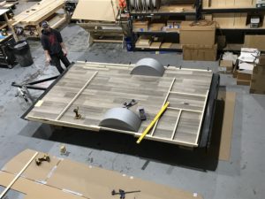 teardrop trailer being built in garage 